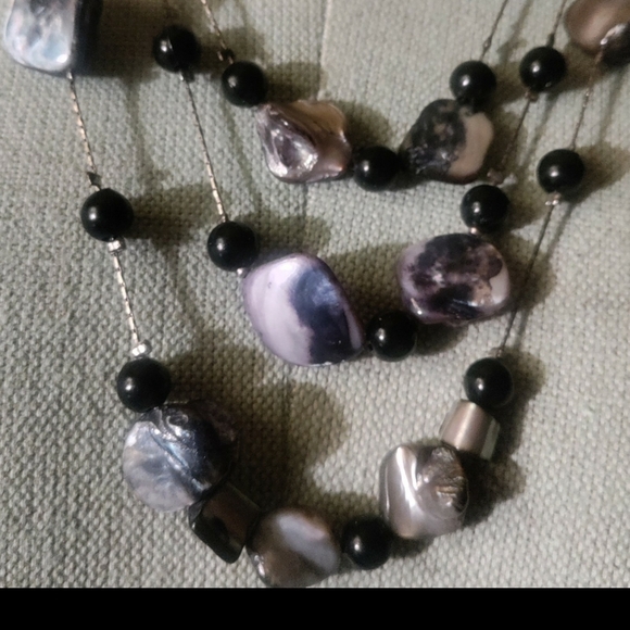 Multi-Strand Iridescent Shell & Bead Necklace - Picture 3 of 4